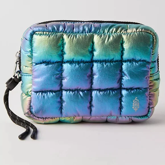 Limited Edition Nebula Blue Iridescent Quilted Case Bag Free People FP Movement - Picture 2 of 11